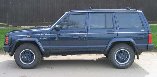 Classic Jeep Cherokee in metalic blue paint