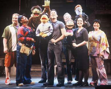 Avenue Q's original Broadway cast. photo, courtesy of Avenue Q, LLC