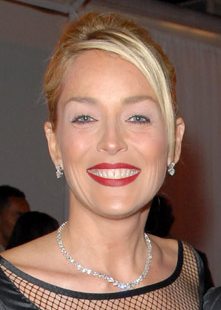 Sharon Stone wearing diamonds hair up