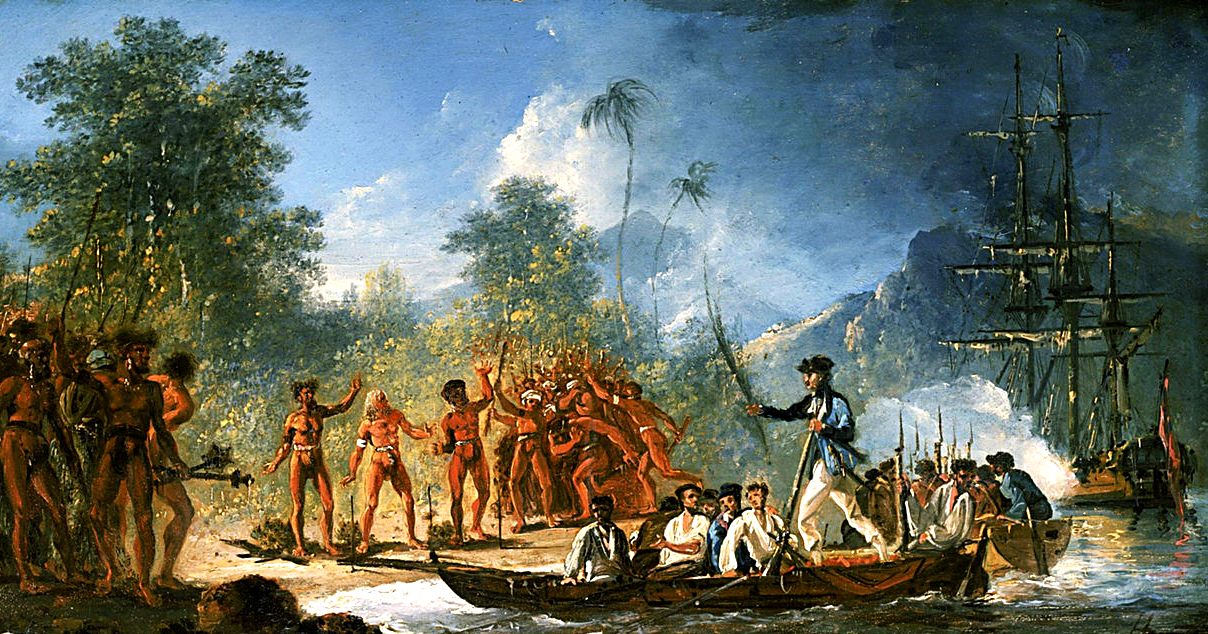 Captain James Cook landing at Tana, Vanuatu Islands