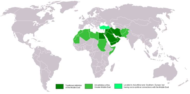 Middle East world location map