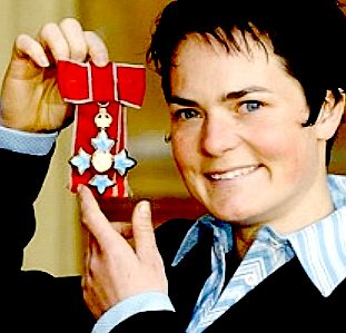 Dame Ellen MacArthur showing off her medals