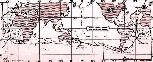 Sir Francis Chichester world route map gipsy moth circumnavigation august 1966 to may 1967