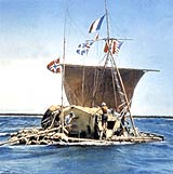 Kontiki raft in the Pacific Ocean