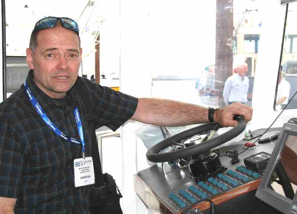 Nelson Kruschandl aboard Thames harbour lauch by Ecocat Seawork 2007