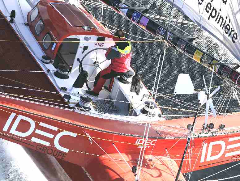 Transom cockpit of the IDEC Groupe maxi trimaran with Francis Joyon