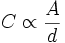 C \propto \frac{A}{d}