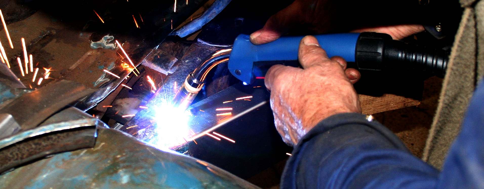 VW camper combi wagon being welded